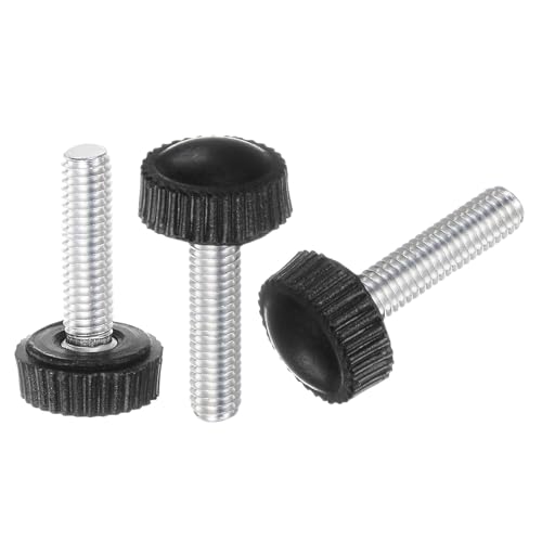 uxcell 20pcs M5 x 20mm Metric Male Thread Knurled Knobs, Thumb Screw Clamping Knobs Grip Plastic Handle Hand Knobs with Threaded Stud, Black