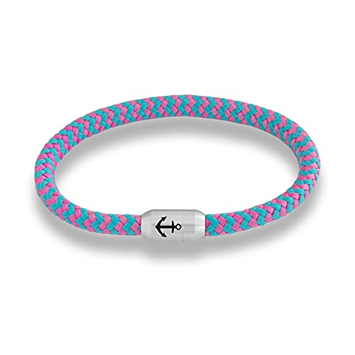 Paris Montana Pulsera unisex con grabado de ancla, hecha a mano, cierre magnético de alta calidad, diámetro 6 mm, longitud: 19 cm hasta 24 cm, 19 cm - 24 cm, Velero