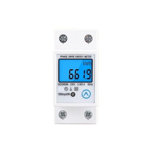 AC 80A 230V Din Rail Single Phase Digital kWh Meter Energy Power Consumption Counter Wattmeter Electronic Reset Zero(120V Whiteshell)