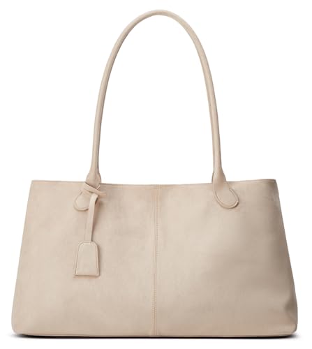 Bolso Mujer Hobo Tote Grande Capacidad Retro Beige miniatura 3