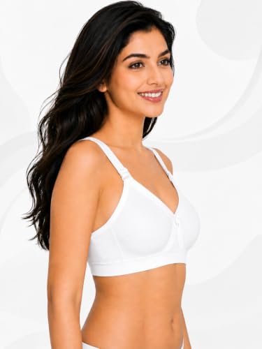 Image of SONA Super Fit Everyday Non Padded Side Support Cotton Full Coverage Bra for Women with Transparent Strap Plus Size Bra