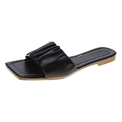 Yuchen Summer Sandals Women's Flat Sandals Fashion Open Toe Sandals Slippers 4 colors (6, black, numeric_6) Cover