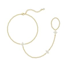 Gold-cz clover hand chain