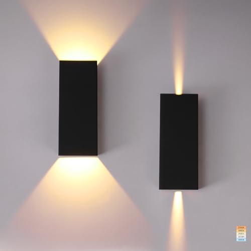 LEONLITE 5CCT 12 Inch LED Up Down Wall Light 24W, Dimmable Adjustable Beam Angle Square Outdoor Wall...