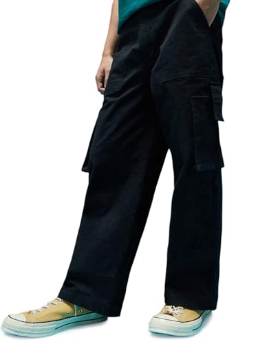 Image of Veirdo Baggy Fit with Button Closure Solid Lycra Woven Cargo Pants for Men (Colors: Beige, Black, Brown, Grey, Navy & Olive)