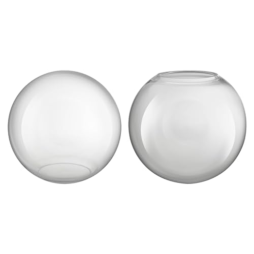 Image of Aspen Creative 28005-60-2, 6 inch Clear Glass Globe, Neckless for Wall Sconces, Fitter: 2-3 /4 inch, 2 Pack