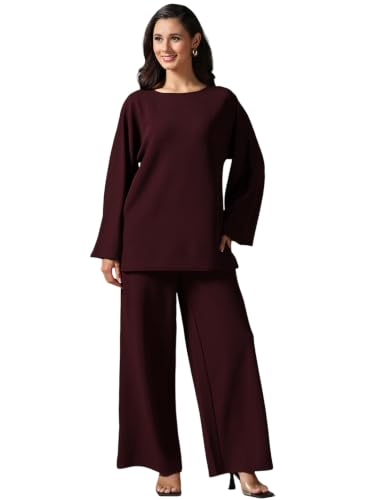 Image of Selvia Women's Regular Fit Top with Trouser Co-Ord Set, Co ord Set for Women Stylish