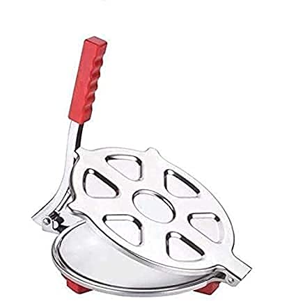 MK MARKETING Heavy Quality Stainless Steel 7.5 inch Dia.Puri Maker Press Machine with Hand Manual Stainless Steel Roti Press Papad/Khakhra/Chapati Maker