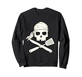 Grill Totenkopf mit Besteck Koch und BBQ