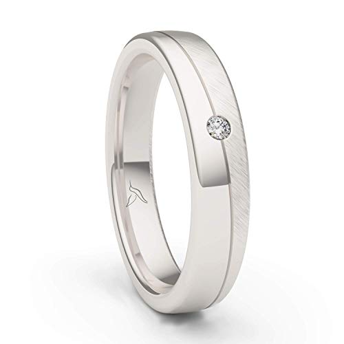 KOLIBRI RINGS - Ring Silber 925 Damen Zirkonia Stein Freundschaftsring Partnerring Verlobungsring - 100 % Made in Germany Inkl. Etui (Hochglanz Poliert / Schrägmatt, 50 (15.9)) Cover