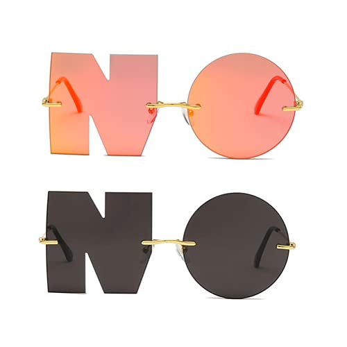 Image of ENTHYI Letter NO Party Rimless Irregular Design Sunglasses For Men /Women UV400 Streetwear Eyewears