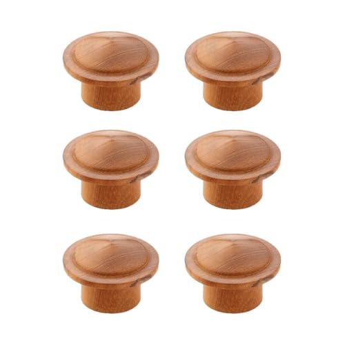 Image of Solid Teak Wood Cabinet Knobs for Kitchen Cabinets, Drawers & Dressers | Size: 1.5 Inch | Modern Natural Wood Finish - Pack of 6-| 3 Years Warranty |