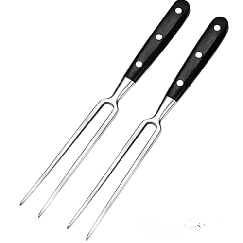 Noaxylic 2 Pieza Tenedor de Carne con Mango, 29cm Tenedores de Acero Inoxidable, Tenedor de Carne con Mango de Plástico para Lavavajillas, Reutilizable, para Asar Pavo y Cenas (Negro)