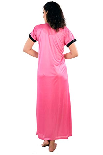 Image of Women's Red Nightwear Nightdress Nighty with Robe 4pc Set (Long Robe, Long Nighty, Top & Shorts)
