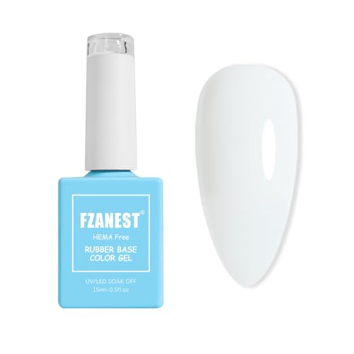 FZANEST Hema-Free Milky White Gel Polish Rubber Base Coat, Tpo-free Natural French Tip Base Colors Gel Nail Polish For Nails Strengthener Extension Soak Off