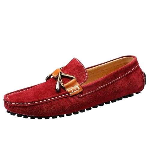 Round Toe Suede Vamp Driving Style Loafer Men's Resistant Comfortable Flexible Classic Loafers