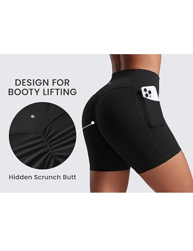 CRZ YOGA Secretsculpt Womens Butterlift High Waist Scrunch Butt Biker Shorts with Pockets 5'' - No Front Seam Workout Booty3