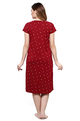 Image of TIGYWIGY Women's Cotton Printed Knee Length Maternity /Feeding /Nursing Nighty