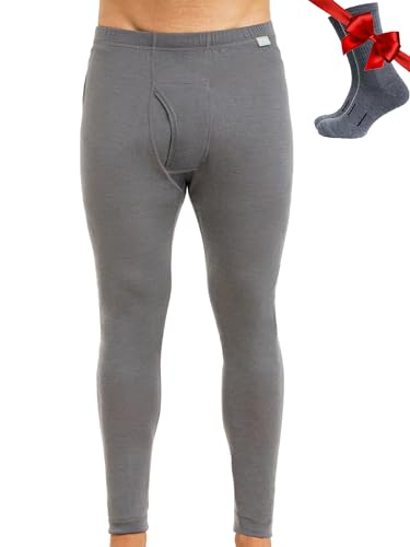 Image of Merino Wool Base Layer Mens Bottom Pants 100% Merino Wool Heavyweight, Midweight, Lite Thermal Underwear Long Johns and Socks