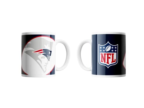 New England Patriots NFL Mug Coffee Mug Shadow Logo and Shield 330 ml, White, 8 cm x 10 cm