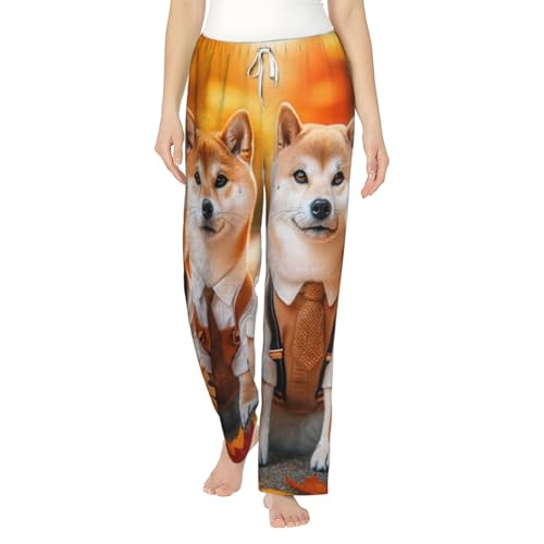Pantalon de pyjama Shiba Inu en polaire d'automne pour femme