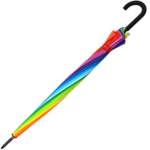 iX-brella-Paraguas-XXL-arco-iris-129-cm-fibra-de-vidrio-ligero-multicolor-grande-Rainbow-Mango-de-gancho-redondo-129-cm