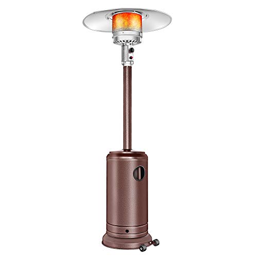 Aussumy Propane Patio Heater Outdoor : Mushroom-Styled Heat-Focusing Warmer Standing Lamp Btu 45000 with Wheels Wedding Party Garden Porch Deck Bronze