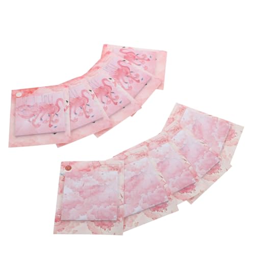 OUNONA 10個 創意かわいいフラミンゴ付箋紙 ピンクハートデザイン 手書き滑らか 学校オフィス自宅用便利メモ