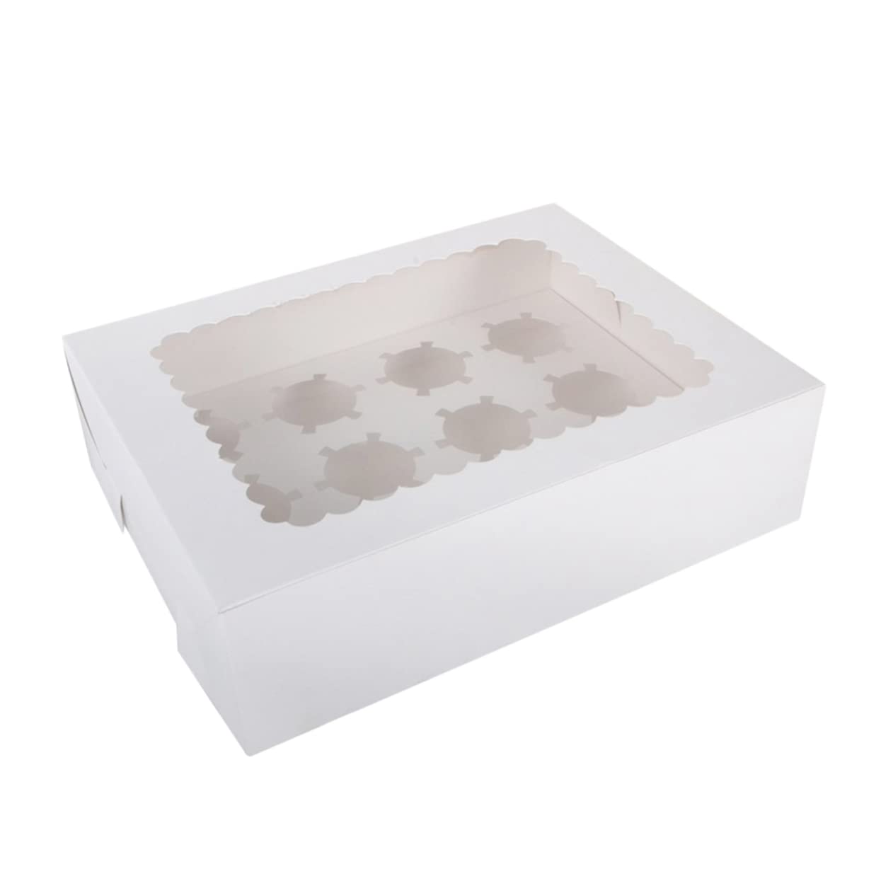Cabilock Cupcake Boxes Window 12 Cavity Cupcake Container Portable Bulk Cake Box for