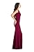 Dress the Population Women's Leighton Crepe, Maxi, Bodycon, High Neck Gown, Dark Magenta, Medium