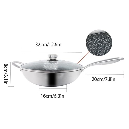 Wok antiadherente de acero inoxidable 12.6 pulg con tapa miniatura 7