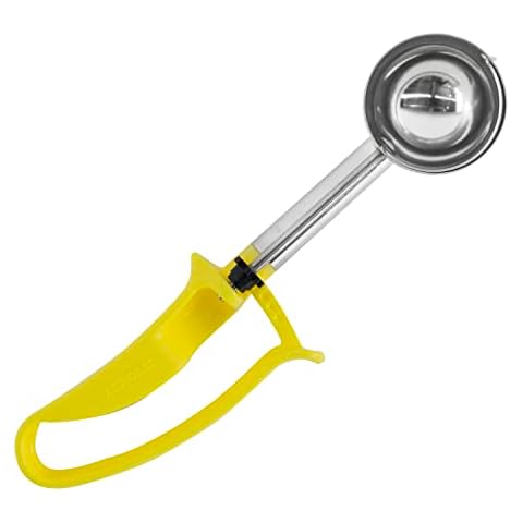 Zeroll 2020-EX Universal Extended Length EZ Disher Food Portion Control Scoop Designed for Right or Left Hand Use Dishwasher Safe, Plastic, Yellow Cover