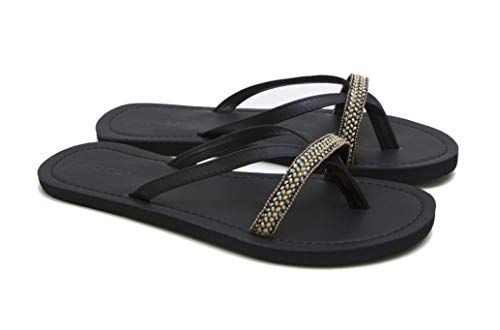 Rip Curl Coco Mujer,Flipflops imitación de Cuero,señora,Vegano,Black/Tan,39 EU
