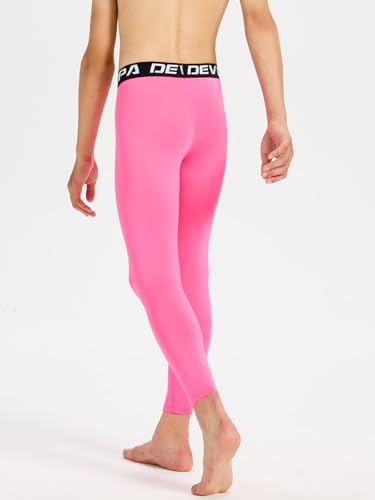 Image of DEVOROPA Boys Leggings Youth Compression Pants Sports Tights Basketball Football Baseball Soccer Baselayer Slim /Regular /Husky