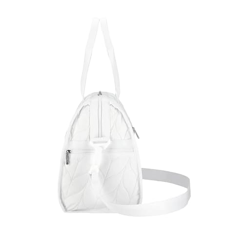 LeSportsac Braided Deboss White Deluxe Medium Weekender Crossbody Bag, Style 4318/Color E841, Crisp White Interpretative Braid Design, Debossed Textured Specialty Pattern Celebrates Optimism3