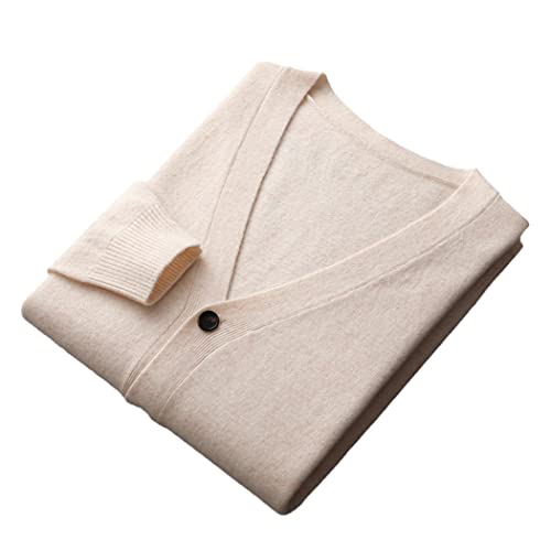 Cardigan en cachemire homme veste 100% laine beige taille M solide