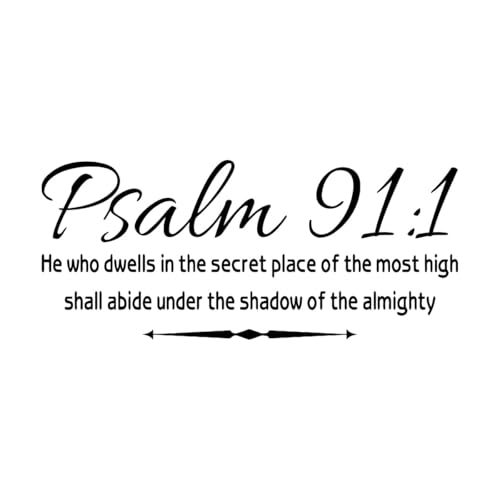 Pegatina de pared con versículo bíblico del Salmo 91:1 cristiano El que habita en el lugar secreto Amor familiar Oración Religión Cita-S-56x24cm-Black