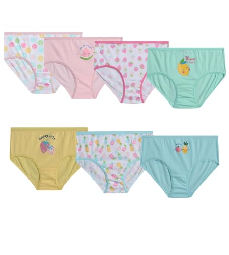 Rene Rofe Girls' Underwear - 7 Pack Soft Breathable Cotton Underwear - Comfort Brief Panties for Girls (S-XL)