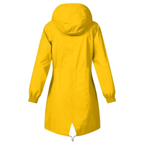 Women's Long Rain Jacket with Hood Lightweight Adjustable Outdoor Waterproof Windbreaker Outdoor Jackets with Pockets4