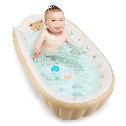 Texture di alta qualità: la vasca da bagno portatile è realizzata in PVC ispessito, che ne prolunga la durata. Il fondo della vasca è dotato di un pratico tappo di scarico per un facile svuotamento e può essere facilmente pulito con un panno umido e acqua saponata delicata.