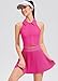 AFZ Women Pleated Tennis Skirt Set Golf Shirt Matching Athletic Skirt Outfits Two Piece Tennis Dresses Hot Pink