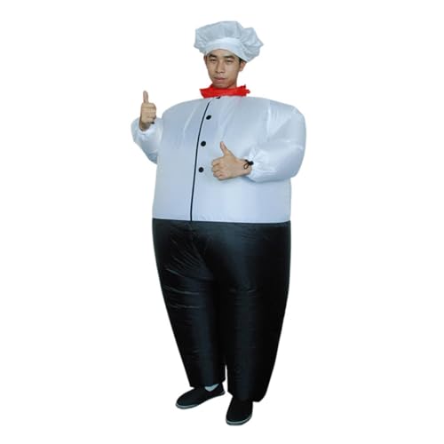 AKOOSY Disfraz Inflable de Cocinero Gordo para Adultos Traje de Chef Divertido y Ropa Hinchable y Transpirable para Fiestas de Halloween y Cosplay
