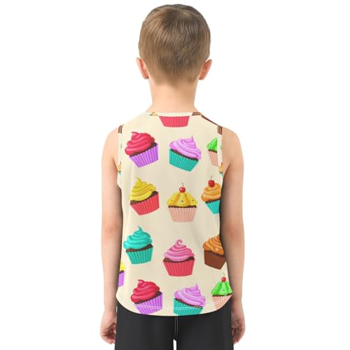 J JOYSAY Cartoon Cupcake Assortment Beige Boys Tank Top Sleeveless Muscle Shirts Quick Dry Kids T-Shirts 3-15T3