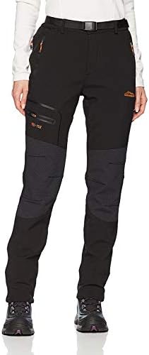 BenBoy Women's Outdoor Waterproof Windproof Fleece Slim Cargo Snow Ski Hiking Pants,AN-SF1602W-Black-M