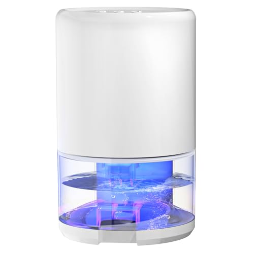 Deshumidificador Eléctrico, Desumificadores para la Humedad Antihumedad, Deshumidificador Ultra Silencioso con Modo de Suspensión y Función de Apagado Automático, ara el Dormitorio,Baño (blanco)