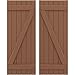 Ekena Millwork ARW102BB621X59BTH Americraft Six 2 Exterior Real Wood Joined Board-n-Batten Shutters w/Z-Bar (Per Pair), 21"W x 59"H, Burnt Toffee