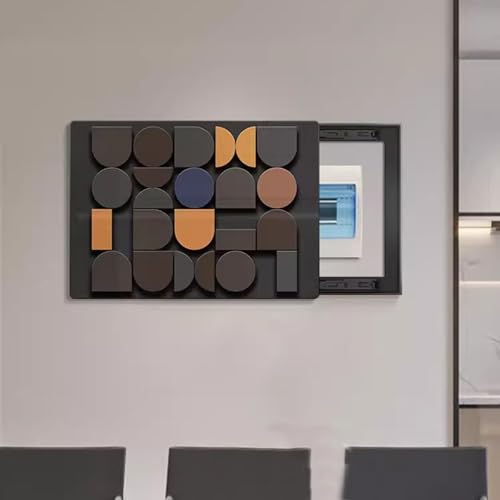 Peinture décorative de salon moderne pour cacher le tableau électrique mural