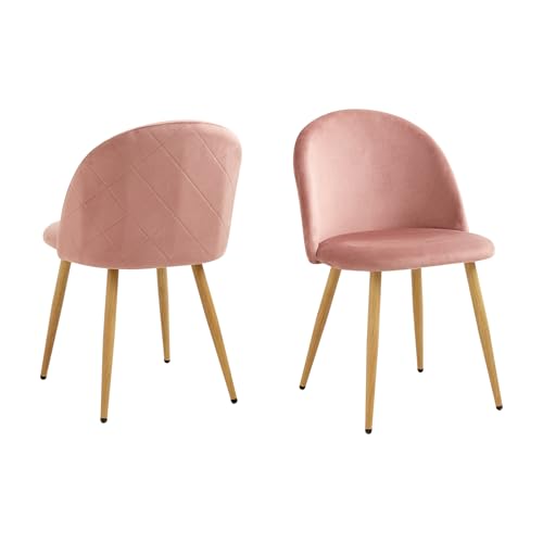 HJhomeheart Set di 2/4/6 Sedie con Schienale Sedia da Pranzo in Velluto, Adatta per Soggiorno, Camera da Letto, Cucina (Rosa-2)