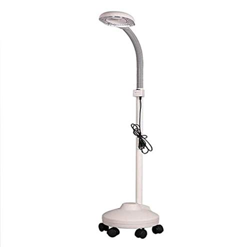 Aioneer Facial Magnifying Glass Floor Lamp 3X - 5 Wheel Rolling Base Reading Magnifier Light With Gooseneck - For Professional Beauty Tasks And Crafts -White A/A