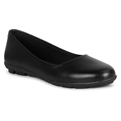 Image of DHANESHWAR Women's Ballet Flats Belly Shoes for Casual, Formal & Office Wear Ballerina | Comfortable Slip on Black Bellies for Women & Girls. 1 Pair